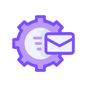 illustration d'un engrenage qui tourne avec un email juste à côté