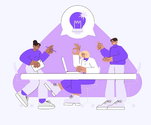 illustration de trois personnes travaillant ensemble sur un ordinateur