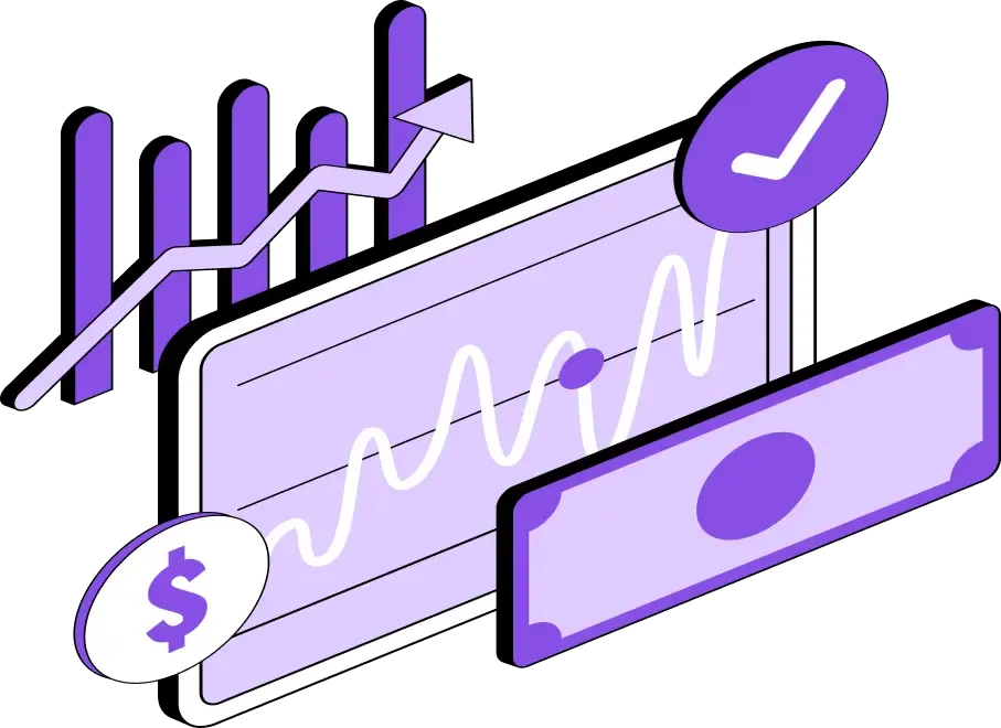 Illustration de la croissance financière en tons violets.