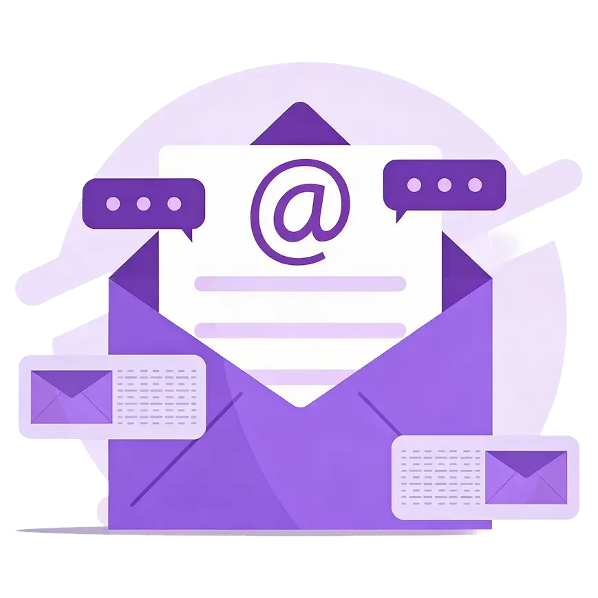 Illustration email avec symbole @ et messages
