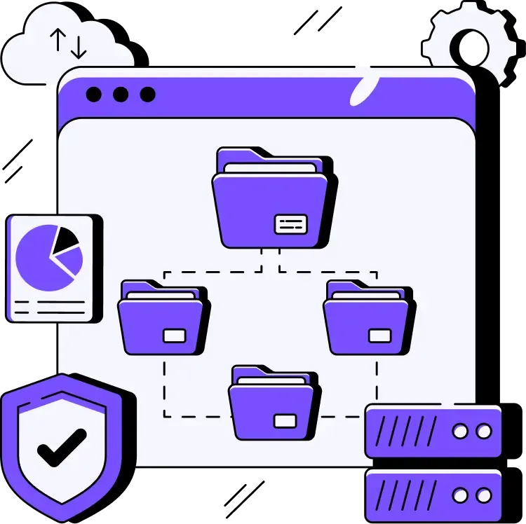 Illustration organisation de fichiers et données