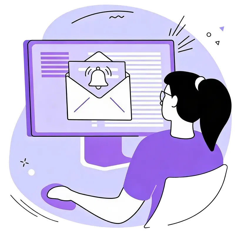Illustration notification email sur écran